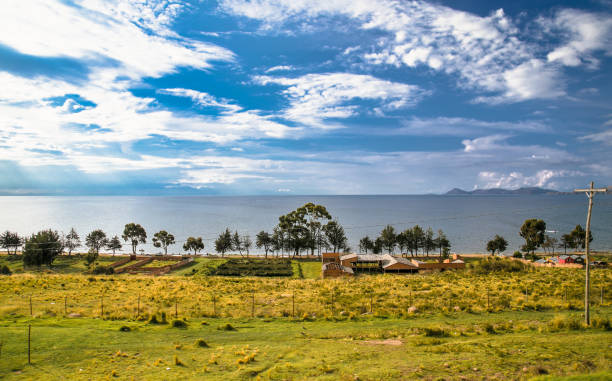istock Panoramic view on Titicaca lake near Puno, Peru 1352696028