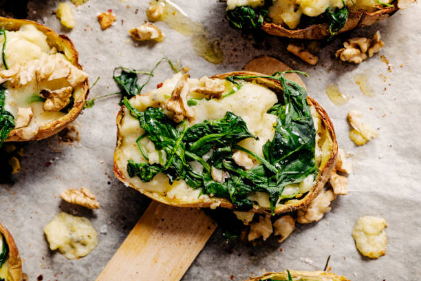 istock Stuffed Potato Skins with Spinacha and Gorgonzola Cheese 1352700481