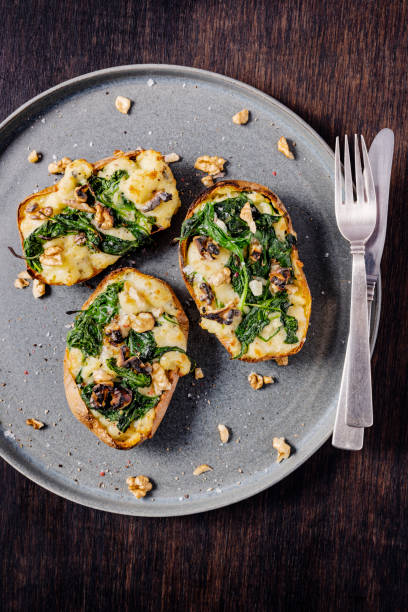 istock Filled Potato Skins with Spinacha and Gorgonzola Cheese 1352700564
