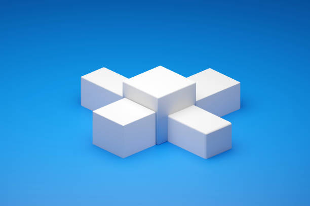 Podium stage. Product presentation pedestal platform, podium stand. White pedestal platform on blue background