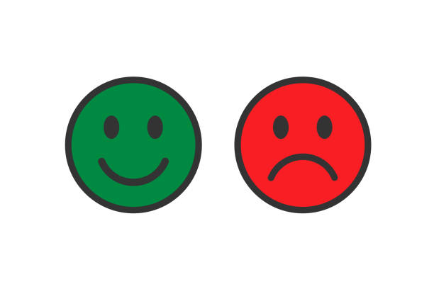 istock Smiling award emoticons. Happy and unhappy sad smile emoji 1352709160