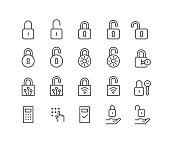 Lock Open and Lock Closed Icons - Classic Line Series