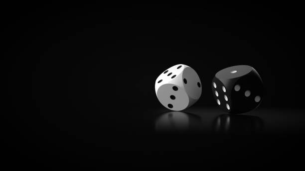 istock Modern Black And White Gambling Dices On Black - 3D Illustration 1352712294