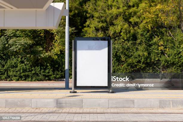 Poster Stand Street Billboard Mock Up Stock Photo - Download Image Now - Template, Billboard, Subway