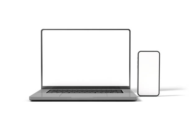 istock Latest generation laptop and smartphone isolated from the background with blank screen 1352724461