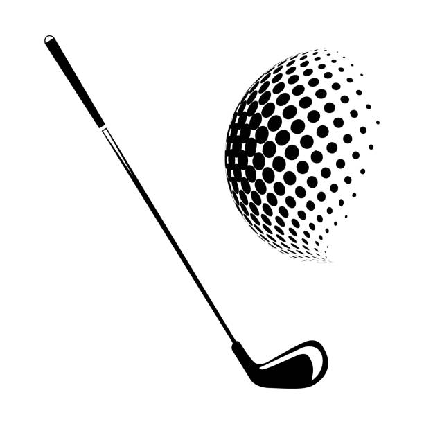 illustrazioni stock, clip art, cartoni animati e icone di tendenza di icona del golf. bastone con la palla. illustrazione vettoriale. - golf course illustrations