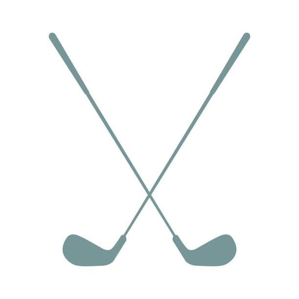 ゴルフアイコン。クロスゴルフクラブ - golf silhouette putting sport点のイラスト素材／クリップアート素材／マンガ素材／アイコン素材