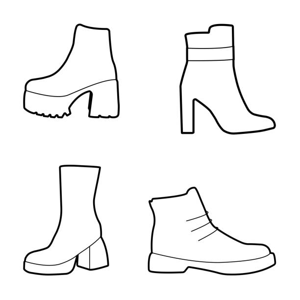 ilustrações, clipart, desenhos animados e ícones de conjunto de sapatos ícones - chunky heels