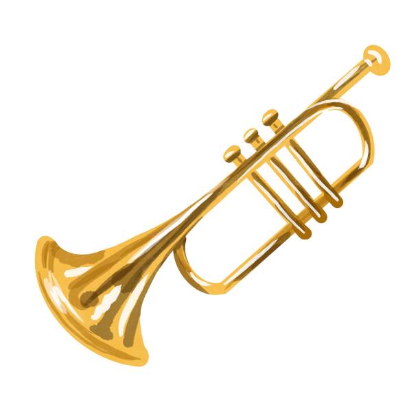 istock watercolor musical trumpet. Musical instrument is isolated on a white background 1352729382