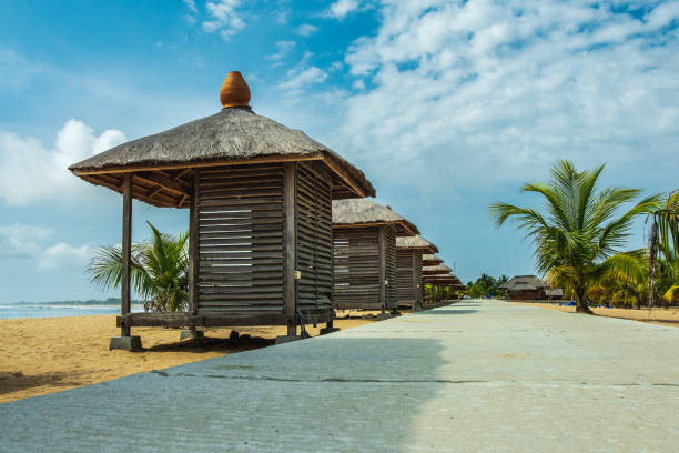 Africa beach with bungalow