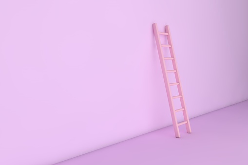 Pink step ladder near the wall