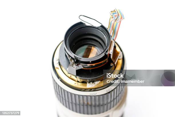 Damaged Photo Lens 70200 Background With Copy Space Stock Photo - Download Image Now