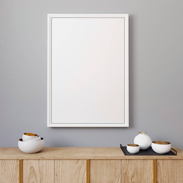istock mockup poster frame in modern interior background, Scandinavian style, 3D render, 3D illustration 1352743116