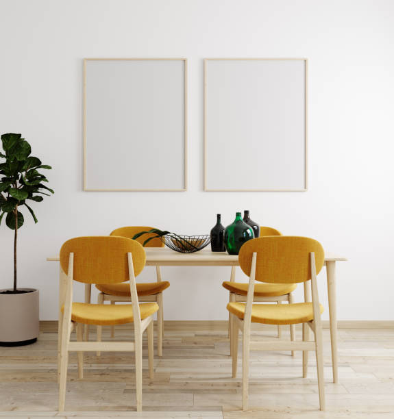 istock mockup poster frame in modern interior background, living room, Scandinavian style, 3D render, 3D illustration 1352743147