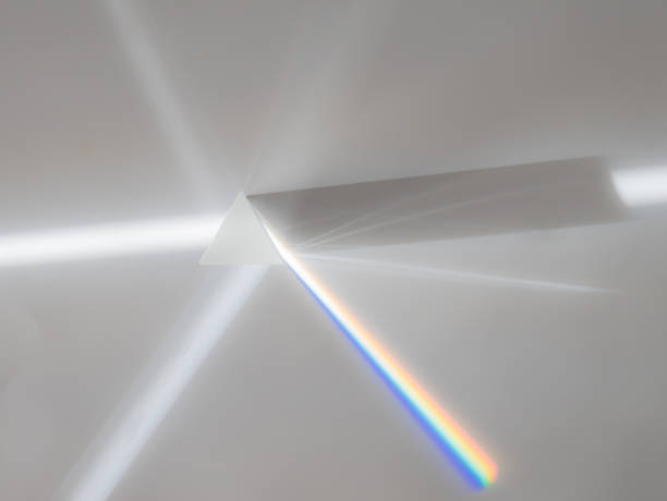 istock Scattering of a ray of sunlight (white light) through a prism creating refraction 1352744134