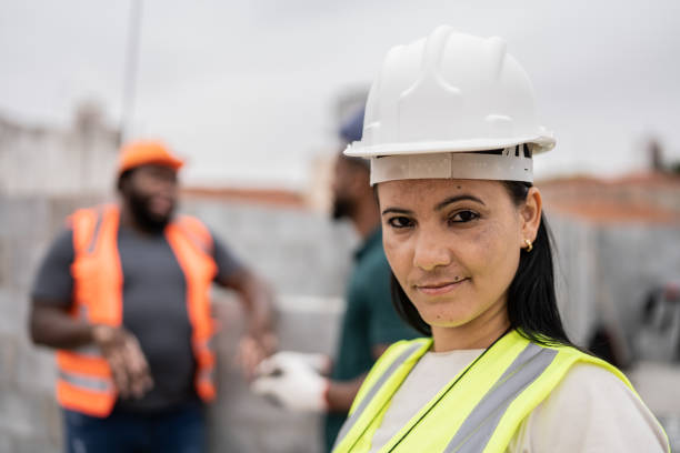 istock Portrait of a female engineer in a construction site 1352748059
