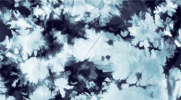 tie dye latar belakang tekstur pola geometris ilustrasi vektor shibori abstrak kuas batik mulus dan ulangi desain pola hitam, putih, biru, ungu cat berceceran - batik ilustrasi stok