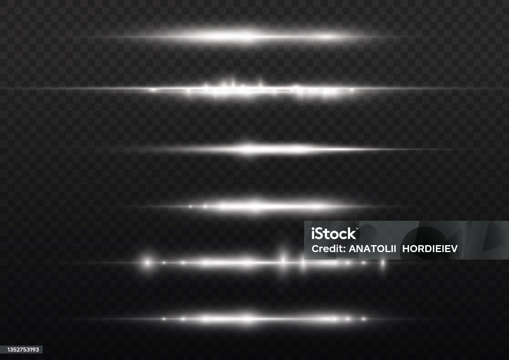 White Line Flash Horizontal Light Rays Flash White Line Beams Stock Illustration ...