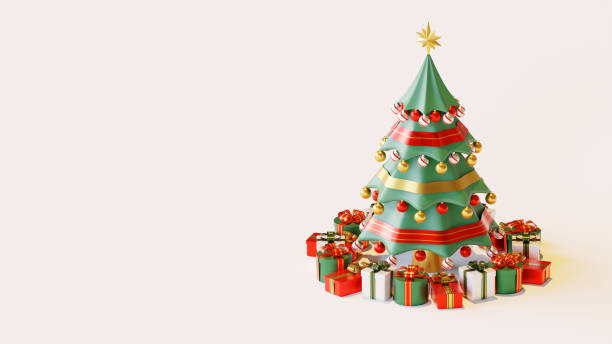 istock Landing Page Template With Christmas Pine Tree 3D Rendering Illustration composition 1352753367