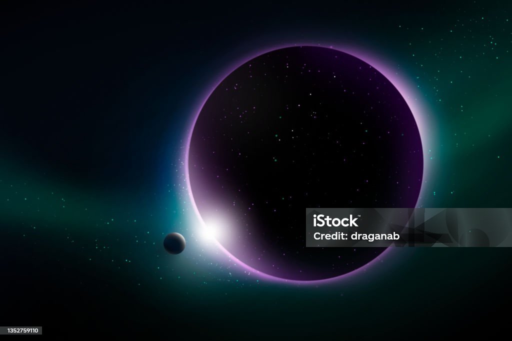Two planets Two planets orbiting, extremely large and one small. Planet - Space Stock Photo