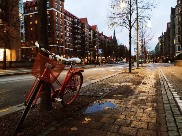 istock Red bicycle on the street 1352760291