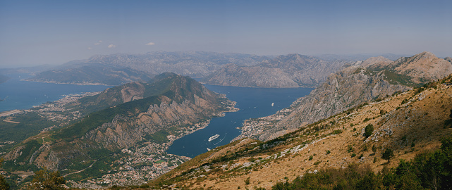 View from Mount Lovcen to the mountains of the Kotor Bay. Montenegro. High quality photo