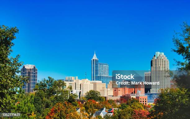 Raleigh Autumn Cityscape Stock Photo - Download Image Now - Raleigh - North Carolina, Urban Skyline, Downtown District