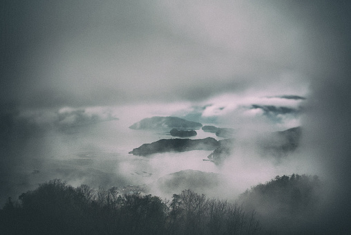 Scenery in the fog ,Japanese landscape
