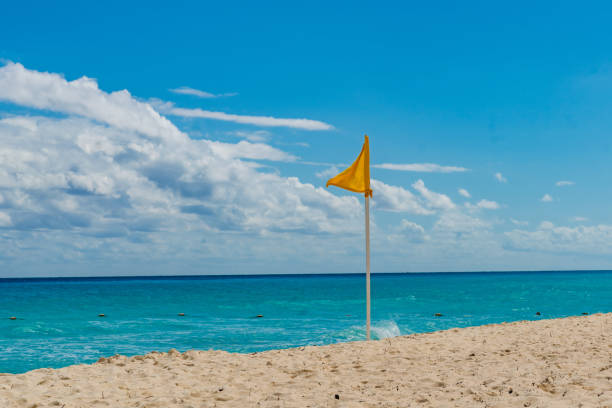 istock Cancun, Mexico - Yellow Flag on the Beach 1352780287