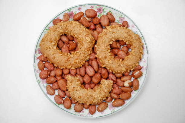Peanut butter cookie recipe on the beautiful plate.