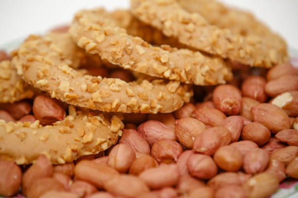 Peanut butter cookie recipe on the beautiful plate.