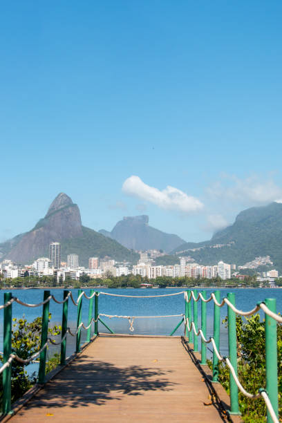 rodrigo de freitas lagoon in Rio de Janeiro Brazil. stock photo