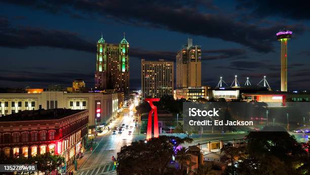 Night Time Over Eastern San Antonio Tx Stock Photo - Download Image Now - San Antonio - Texas, Urban Skyline, Night