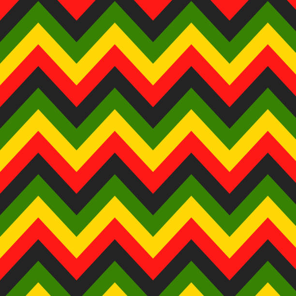 illustrazioni stock, clip art, cartoni animati e icone di tendenza di colore giamaicano zigzag senza cuciture. chevron rastafarian su sfondo classico colori reggae rasta. sfondo illustrazione vettoriale. - jamaica