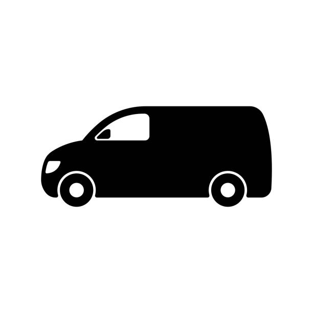 Van icon. Black silhouette. Side view. Vector simple flat graphic illustration. The isolated object on a white background. Isolate. Van icon. Black silhouette. Side view. Vector simple flat graphic illustration. The isolated object on a white background. Isolate. minivan stock illustrations