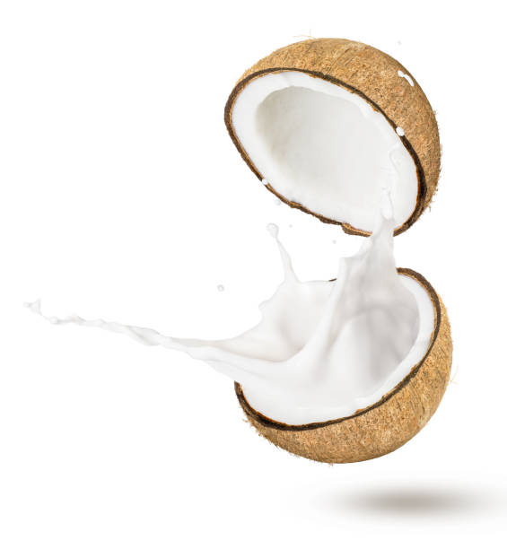 coconut milk splash isolated on white coconut milk splash isolated on white background coconut milk stock pictures, royalty-free photos & images