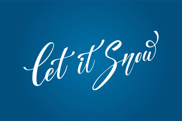Let it snow hand lettering calligraphy. Winter greeting. Vector holiday illustration element. Typographic element for banner Let it snow hand lettering calligraphy. Winter greeting. Vector holiday illustration element. Typographic element for banner, poster, congratulations. let it snow stock illustrations