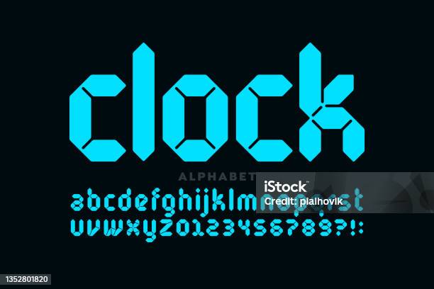 Clock Digit Font Style Digital Clock Style Font Stock Illustration - Download Image Now ...