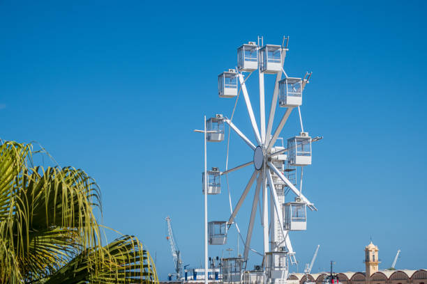 A lens blurred photo of A colourful ferris wheel