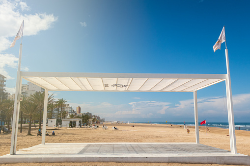 Wooden stage in the beach