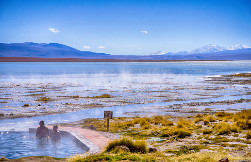 Termas de Polques hot springs in the Eduardo Avaroa Andean Fauna National Reserve, Uyuni, Bolivia