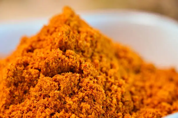 Arabian spice mix Ras-el-Hanout in a closeup