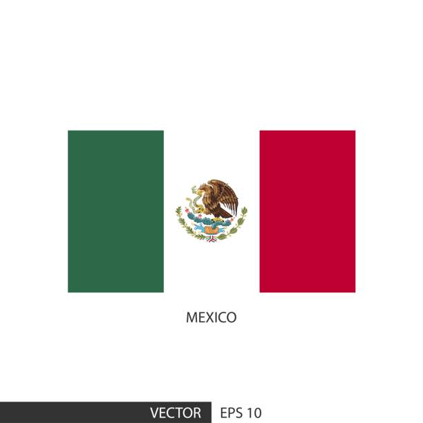 ilustraciones, imágenes clip art, dibujos animados e iconos de stock de bandera cuadrada de méxico sobre fondo blanco y especifique es vector eps10. - bandera mexicana