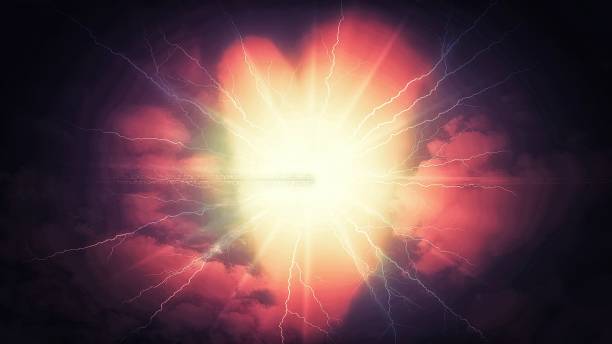 istock Illustration of abstract sunset sky and heart-shaped clouds 1352817710