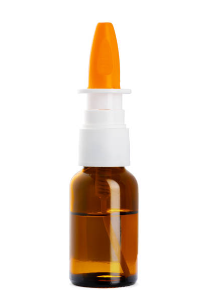 istock Glass bottle with nose spray isolated on white backgorund 1352818700