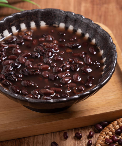 istock Adzuki red bean soup on wooden table background. 1352822078