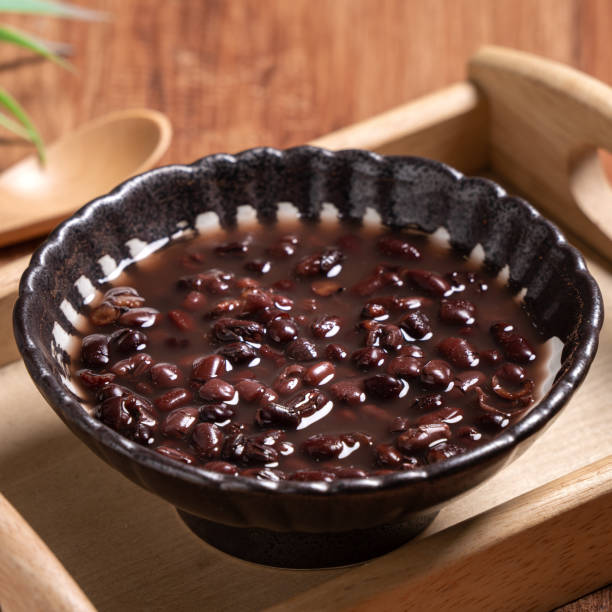 istock Adzuki red bean soup on wooden table background. 1352822177