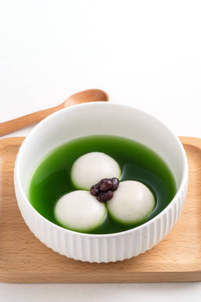 istock Matcha big tangyuan with red bean paste and matcha soup. 1352823313