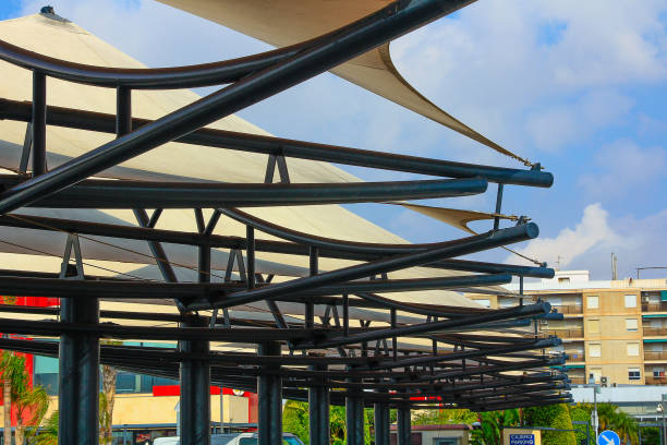 istock tent with white poles to shade 1352823580