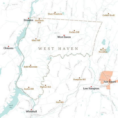 VT Rutland West Haven Vector Road Map. All source data is in the public domain. U.S. Census Bureau Census Tiger. Used Layers: areawater, linearwater, roads, rails, cousub, pointlm, uac10.